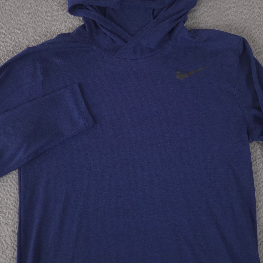 Nike Shirt Mens Medium Blue Breathe Hyper Dry Recycled Blend Hooded Activewear